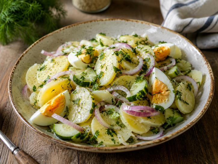 Simple potato salad made with leftover potatoes