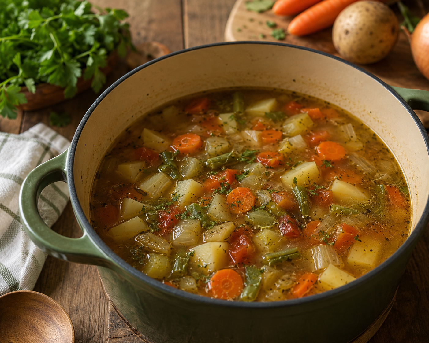 Günstige Gemüsesuppe mit Kartoffeln und Karotten